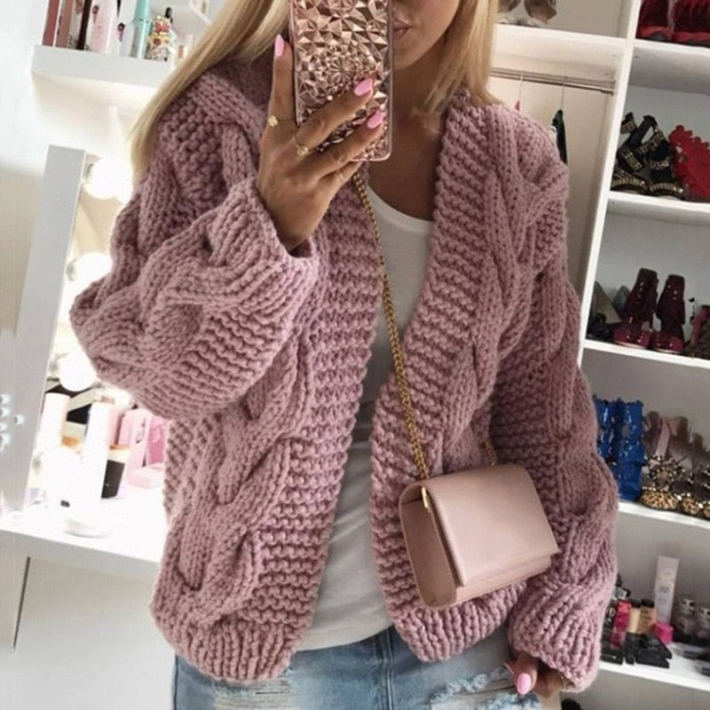 Amber | Oversize Open Chunky Knit Cardigan for Women