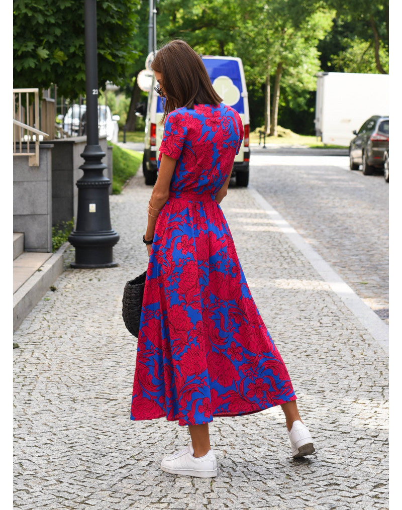 Women's Summer Cotton Floral Maxi Wrap Dress
