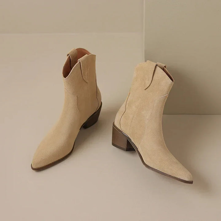 Women's Leather Western Cowboy Ankle Boots