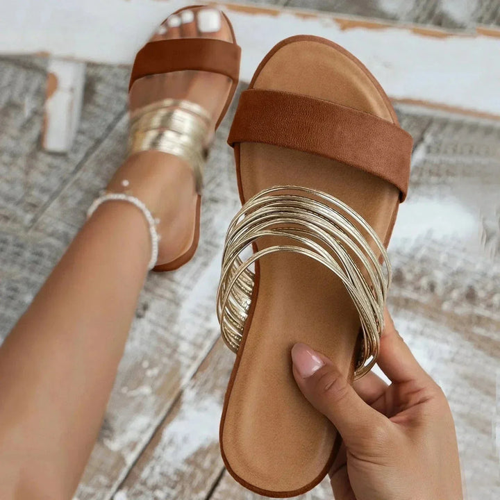 Women’s Suede Flat Slip On Open Toe Sandals