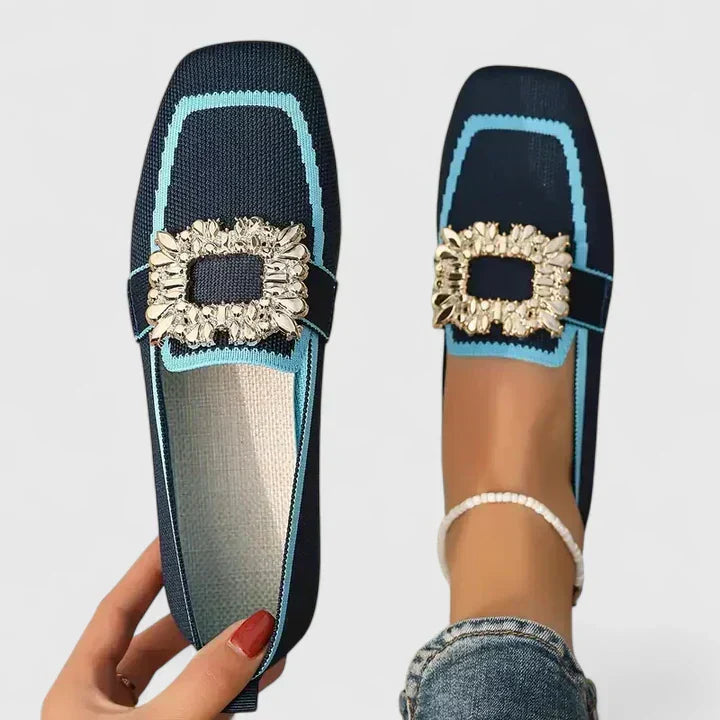 Orthopedic Women Knit Loafers Cushion Buckle Slip-On Shoes