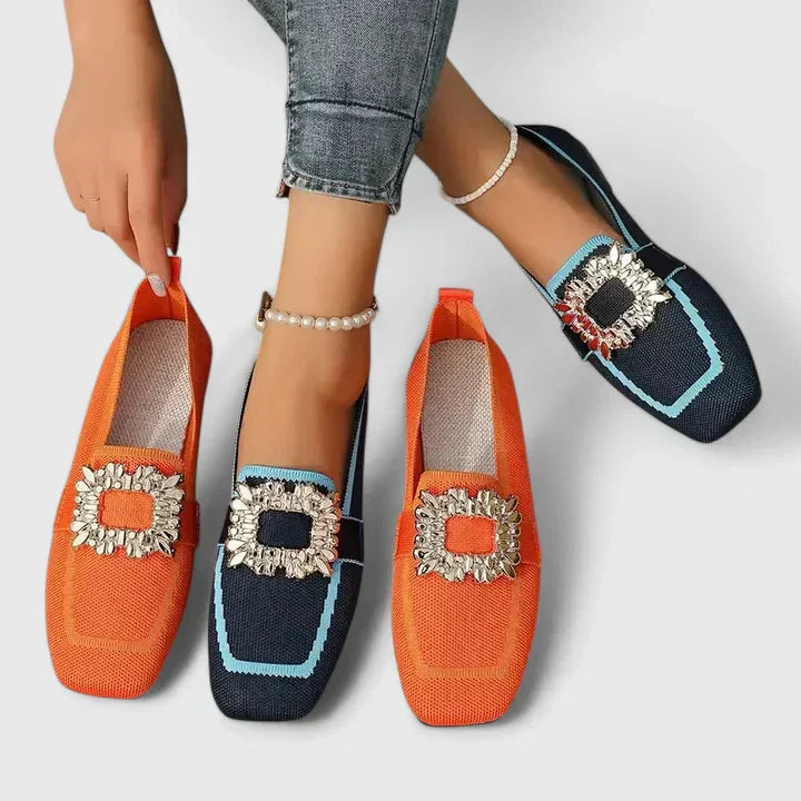 Orthopedic Women Knit Loafers Cushion Buckle Slip-On Shoes