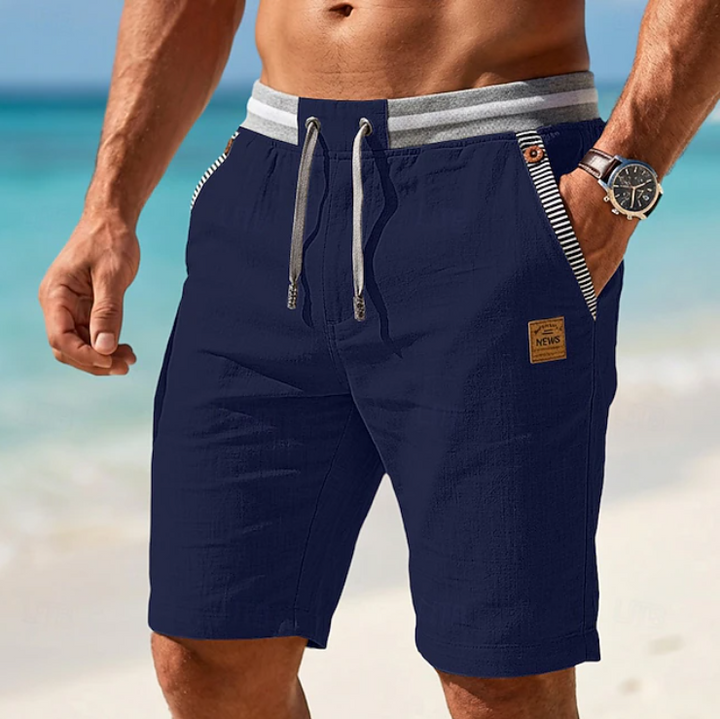 Men’s Linen Blend Drawstring Cargo Beach Shorts