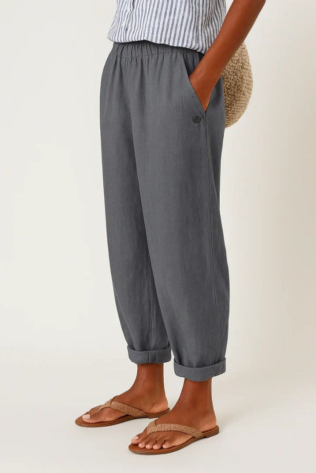 Bridget | Loose Fit Linen Trousers Elastic Waist