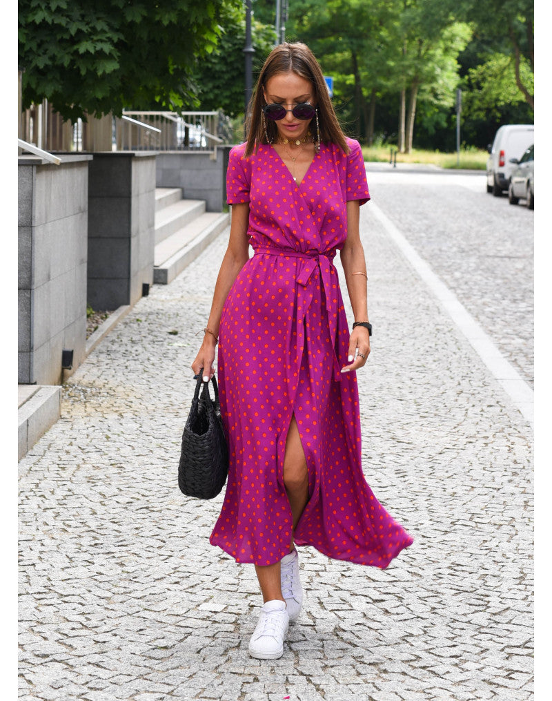 Women's Summer Cotton Floral Maxi Wrap Dress