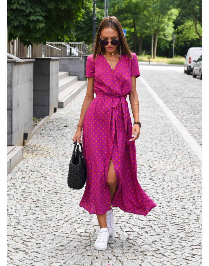 Women's Summer Cotton Floral Maxi Wrap Dress