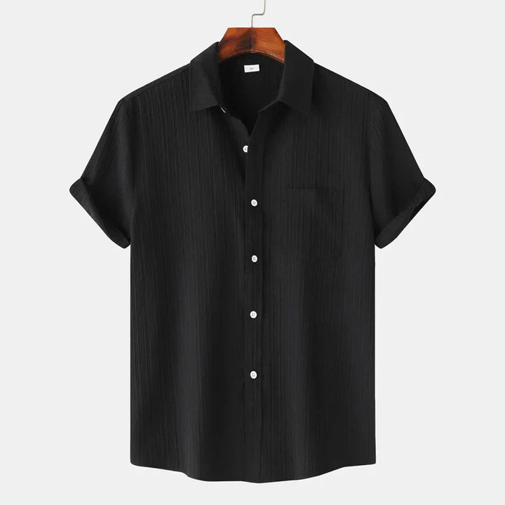 Men's Linen Short Sleeve Shirt Button Up Relaxed Fit Casual Top