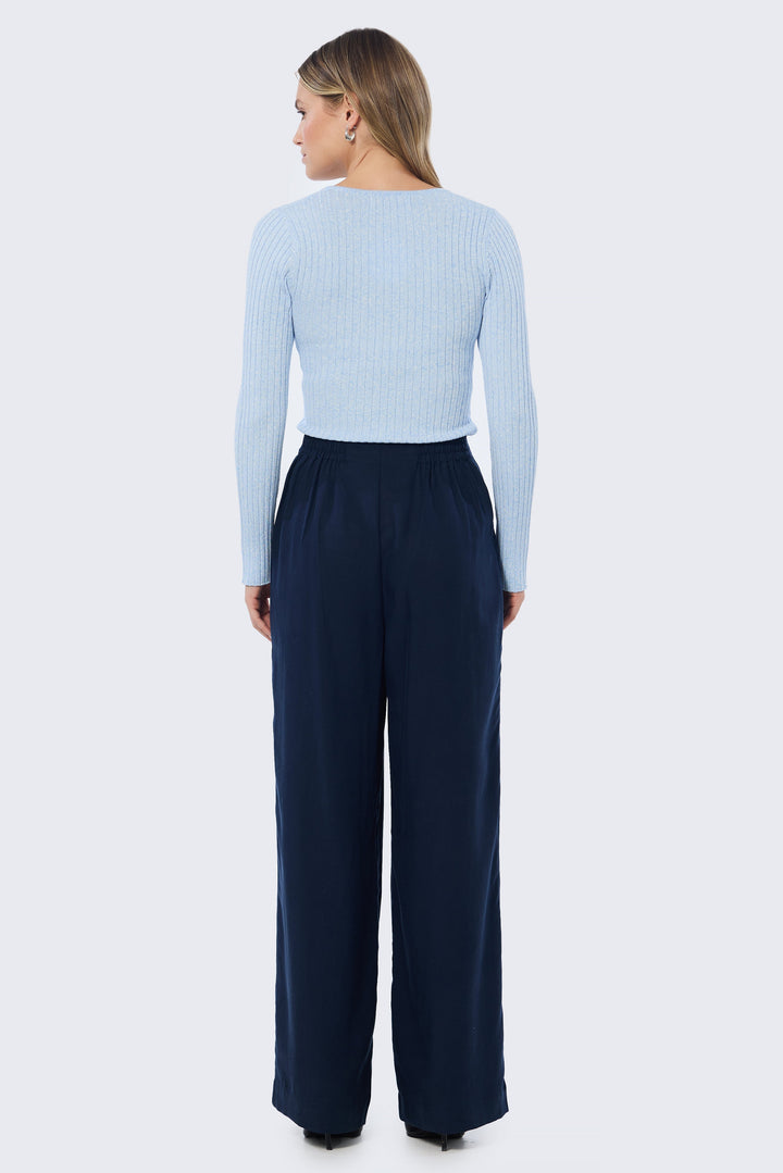 Tailored Pintuck Pants - Navy