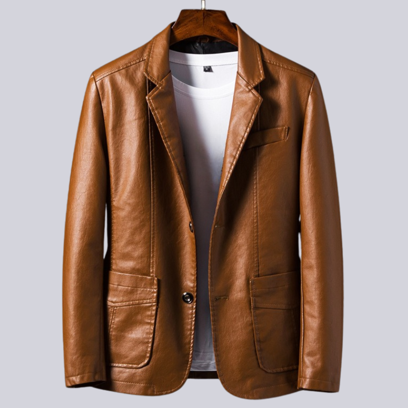 Men's Leather Blazer Suit Jacket Outerwear