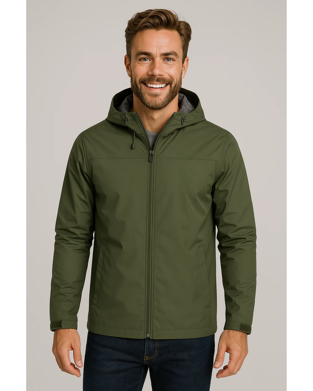 Men's Lightweight Fleece Hooded Windbreaker Jacket