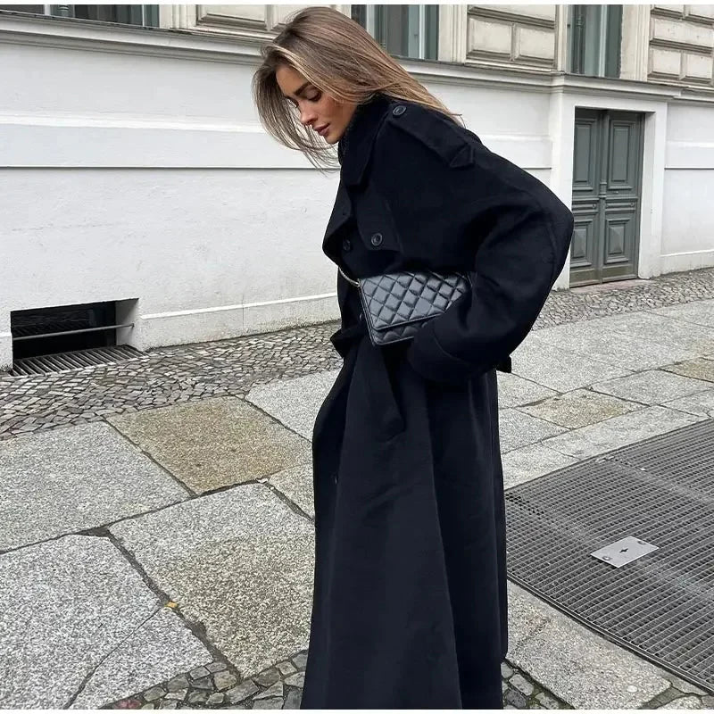 Women’s Double-Breasted Wool Blend Coat