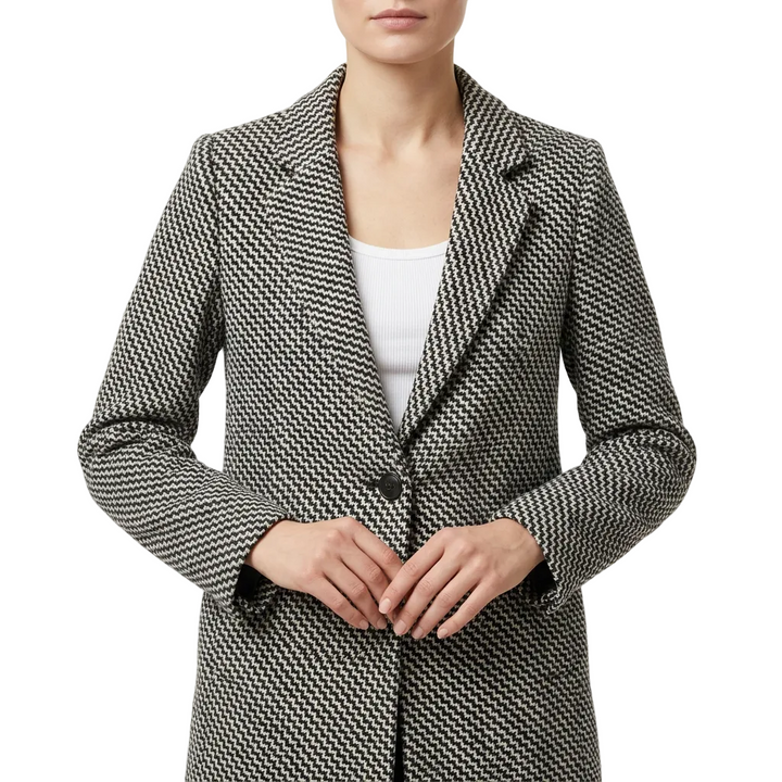 Cora | Women's Geometric Pattern Longline Coat