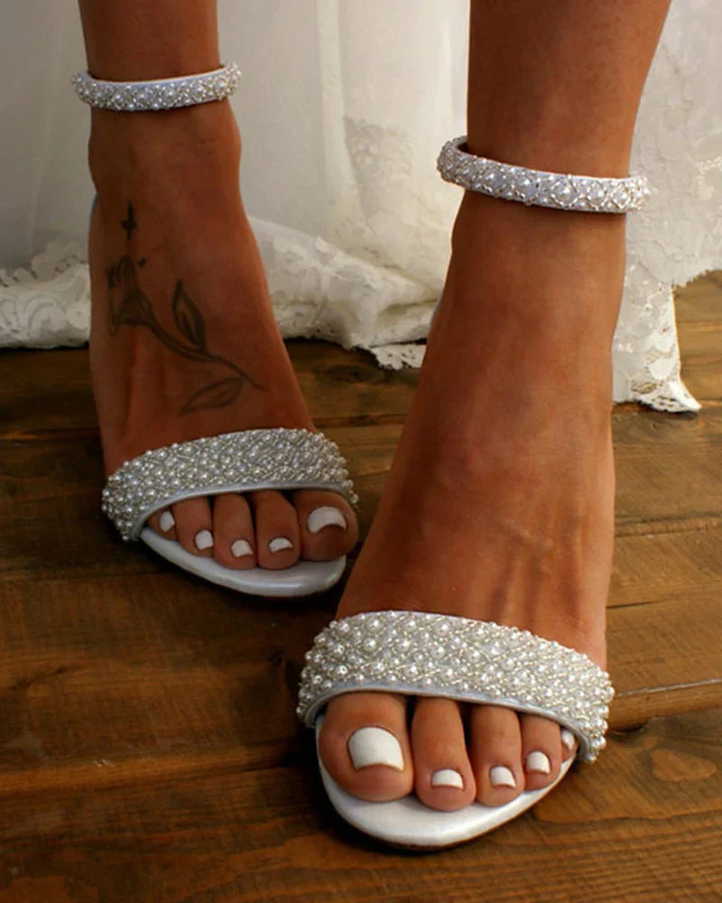 Wedding Shoes Women's Block Heel Embellished Ankle Strap