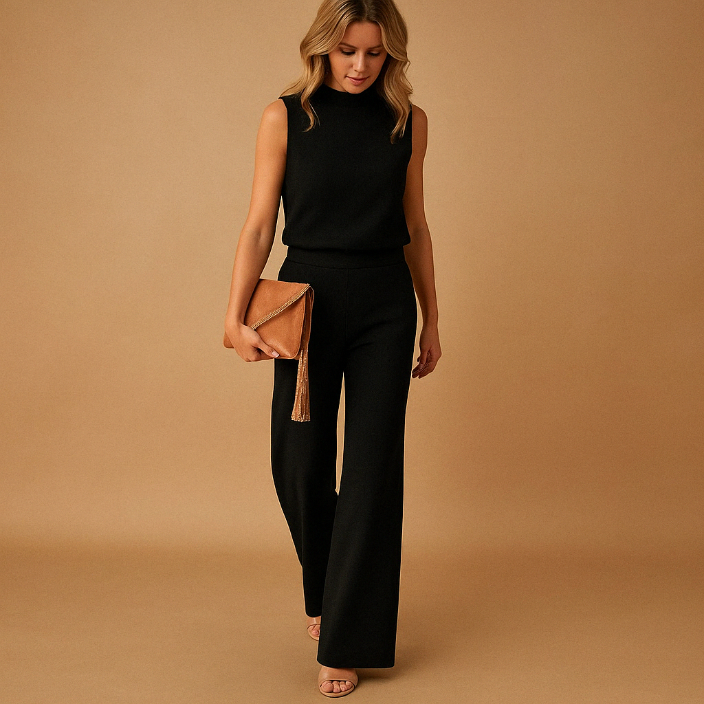 Women's Linen Sleeveless High Neck Wide Leg Jumpsuit Romper