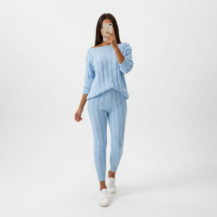 Women's Knit Loungewear Set Cable Tracksuit Co-ord