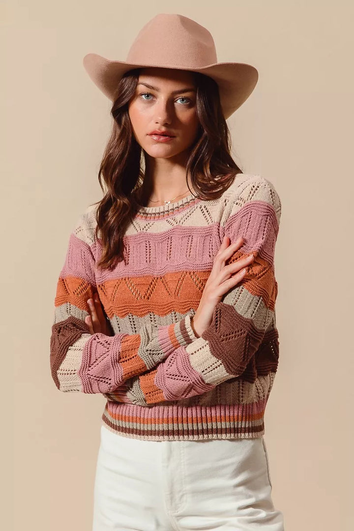 Jamie | Women's Striped Long Knit Sweater