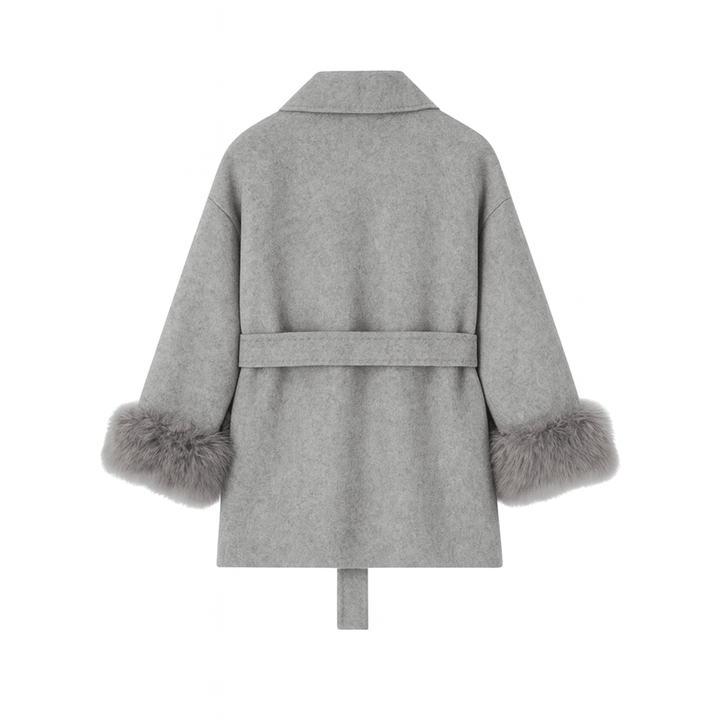 Lara | Belted Wool-Cashmere Coat with Fur Cuffs