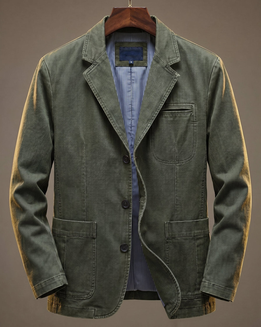 Men's Denim and Wool-Mix Blazer Jacket