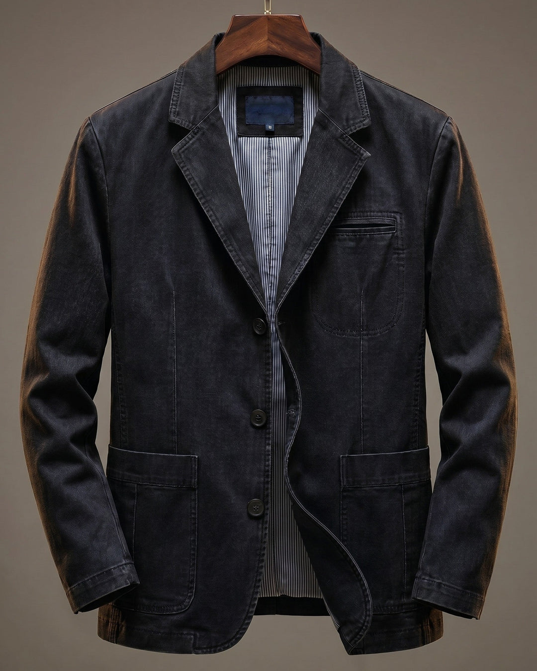Men's Denim and Wool-Mix Blazer Jacket
