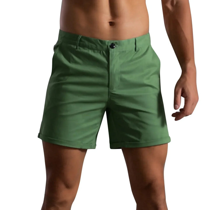 Men's Linen Chino Shorts Slim Fit Golf Casual