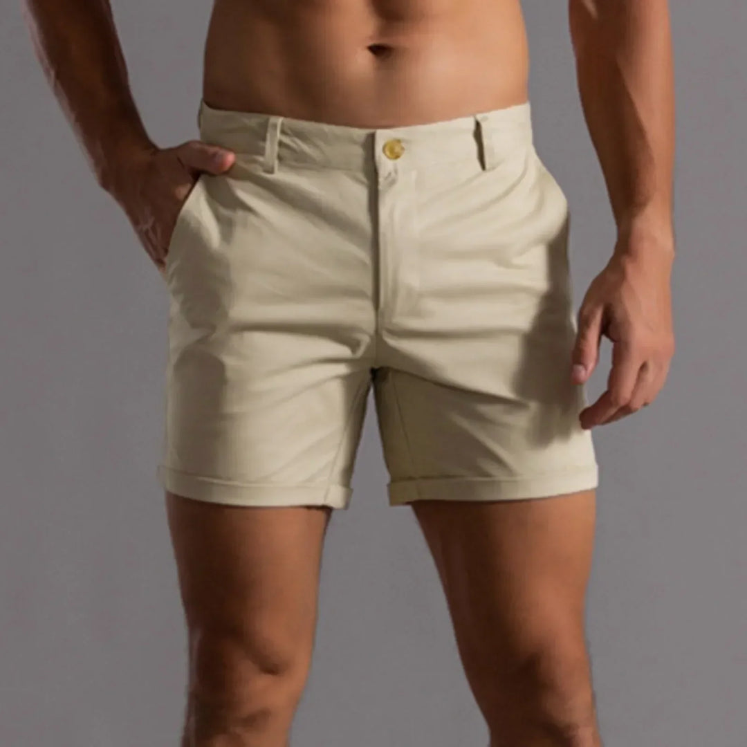 Men's Linen Chino Shorts Slim Fit Golf Casual