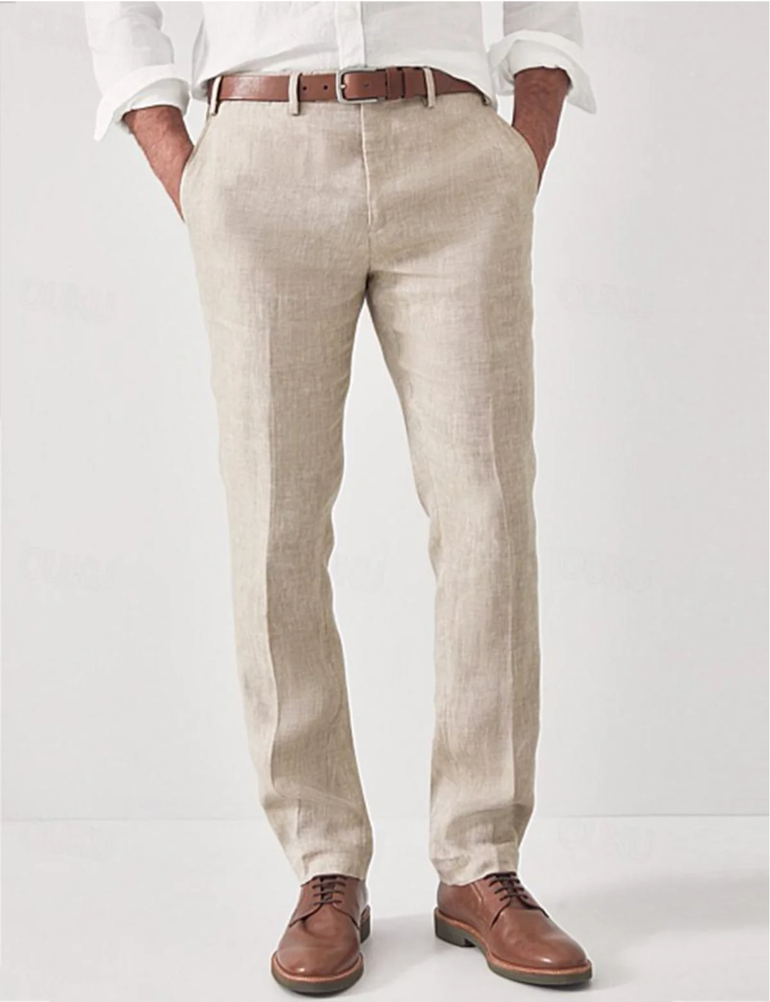 Men's Linen Trousers - Modern Fit Breathable Casual Pants