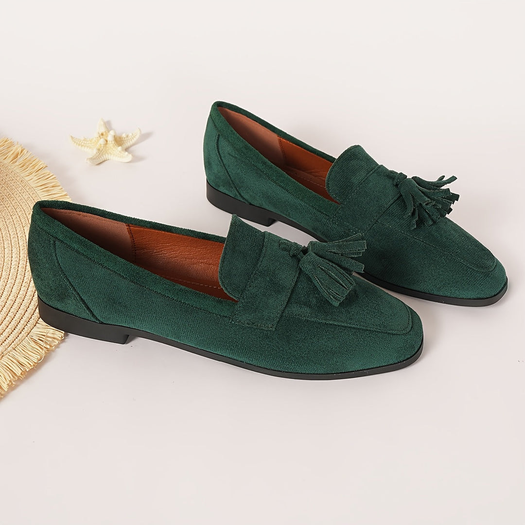 Women's Suede Tassel Loafers Slip On Shoes