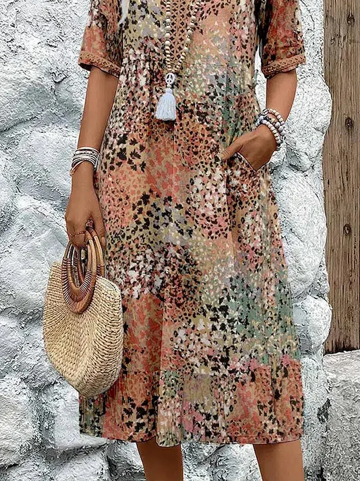 Tess | Floral V-Neck Cotton Shift Sun Dress