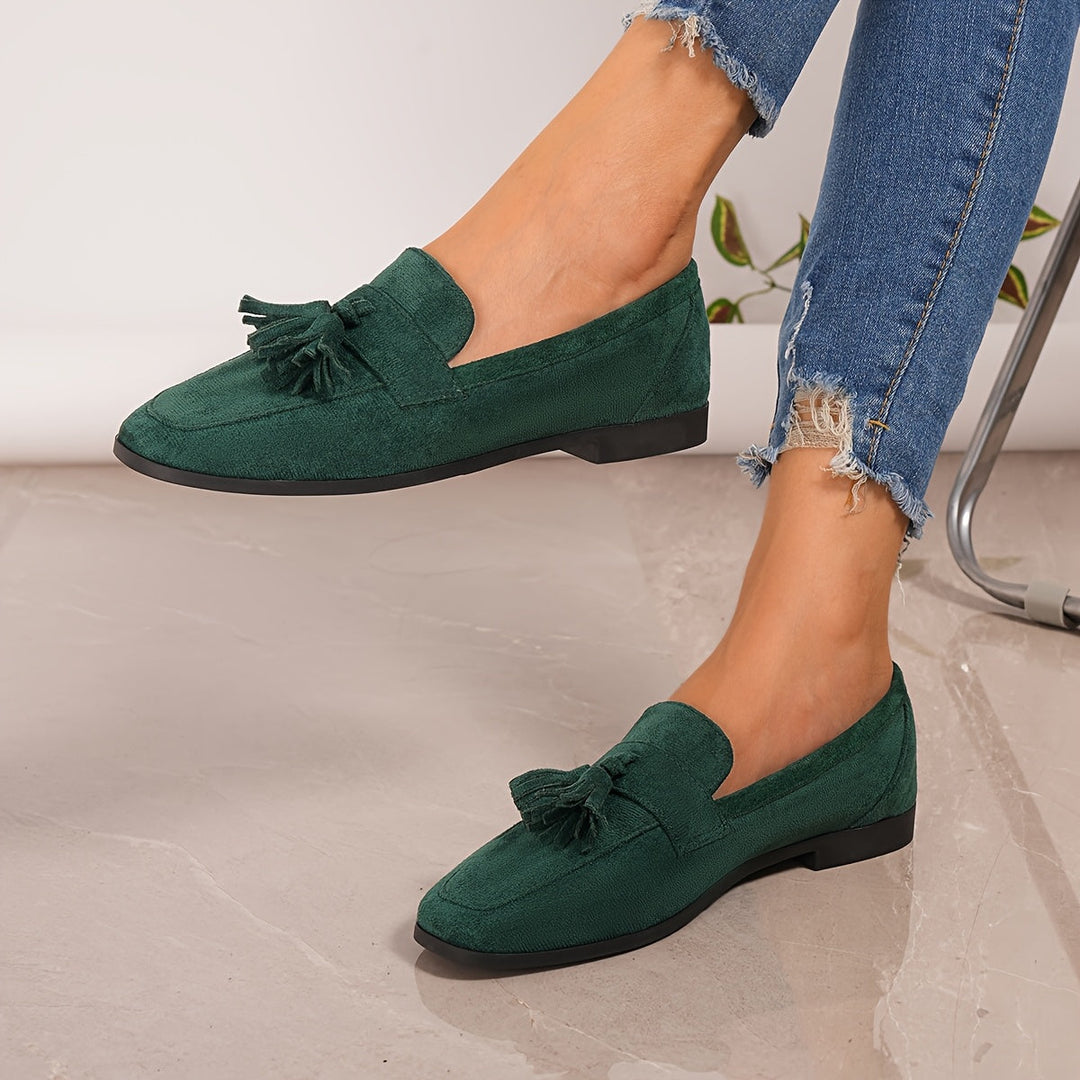 Women's Suede Tassel Loafers Slip On Shoes