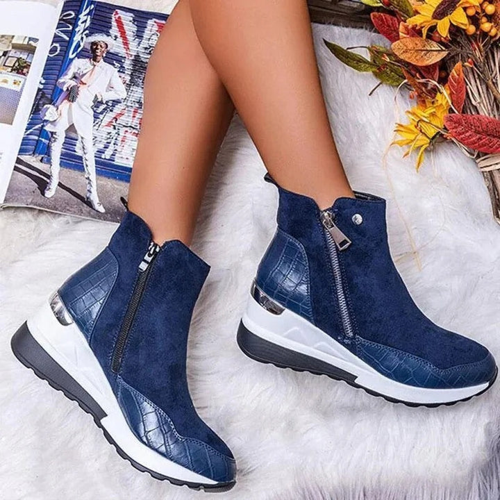 Women's Ankle Boots Leather Wedge Sneakers