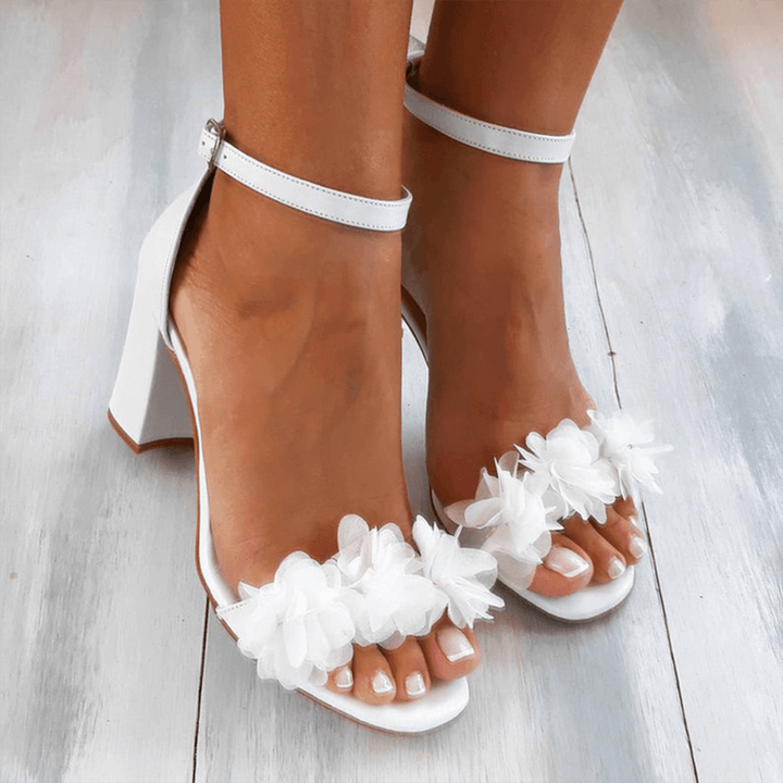 Naomi | Stylish Women's Sandals with Block Heel and Floral Accents