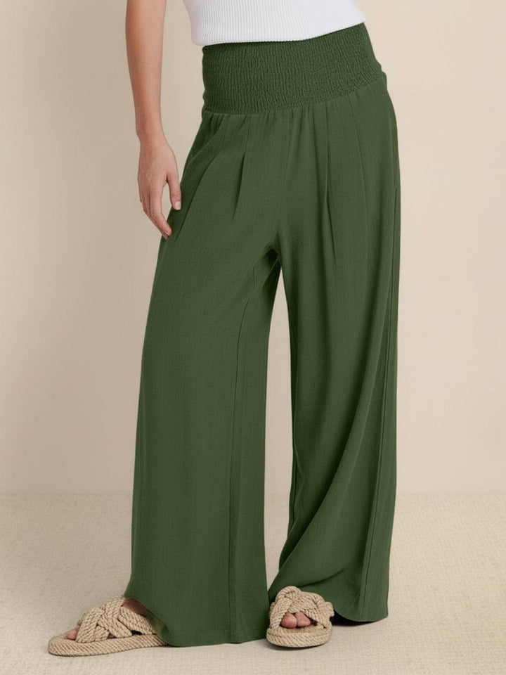 Petra | Women's High Waist Smocked Palazzo Trousers