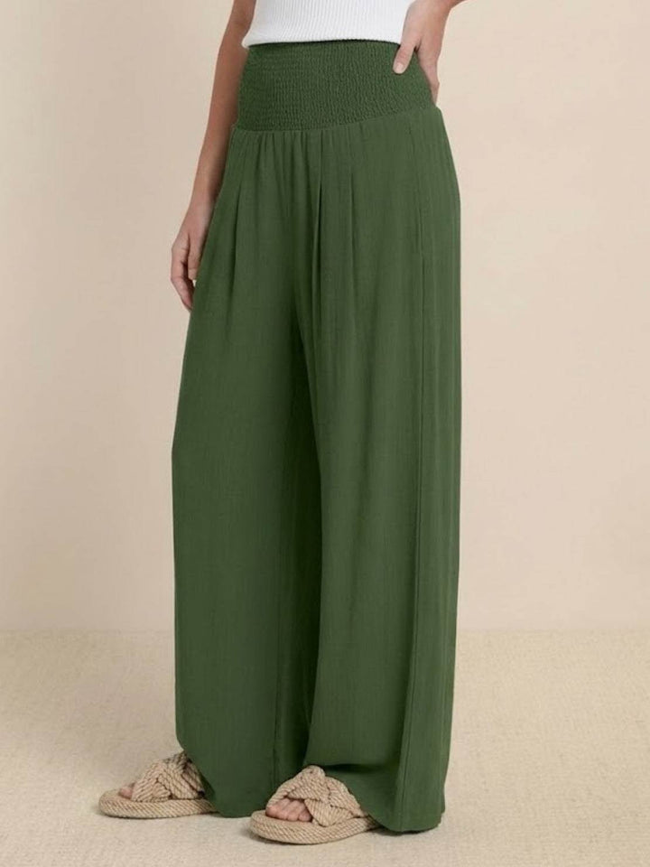 Petra | Women's High Waist Smocked Palazzo Trousers