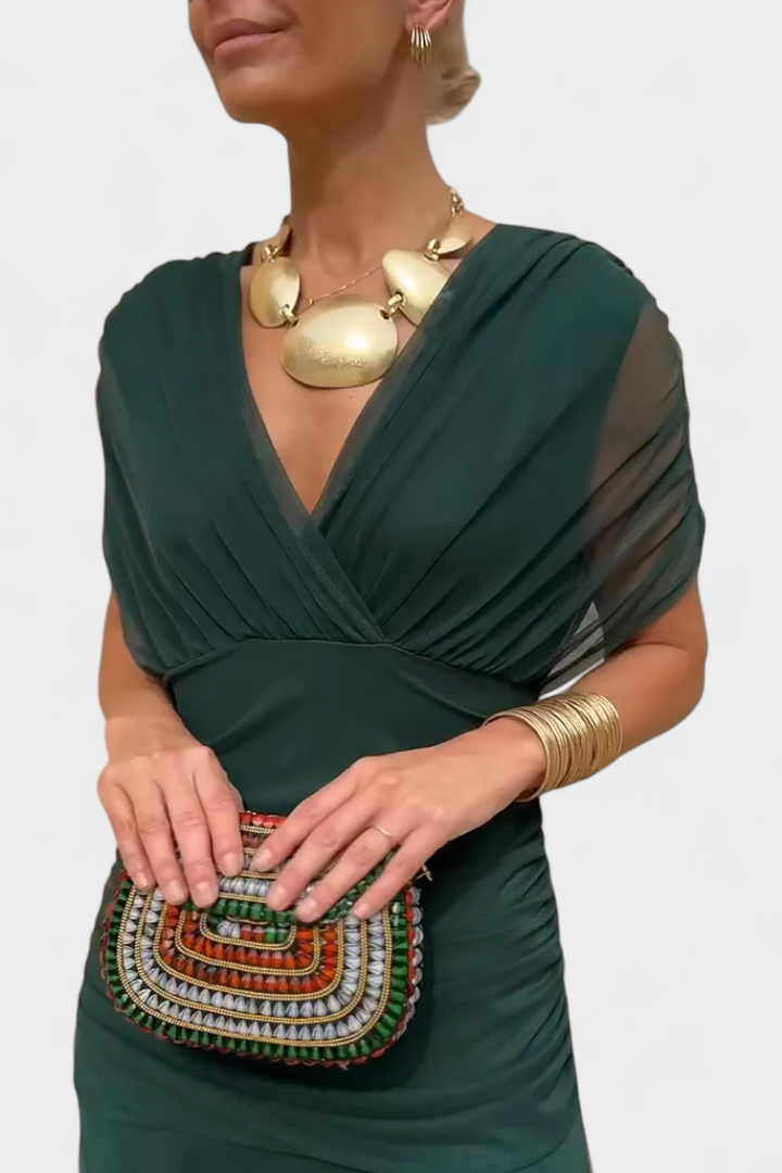 Women's Mesh Off-Shoulder Evening Dress Maxi Gown