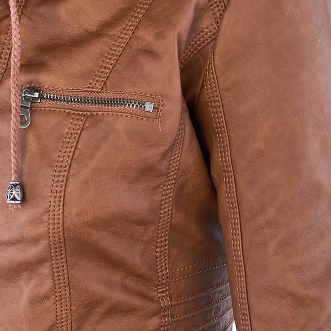 Eileen | Women's Hooded Slim Fit Biker Jacket
