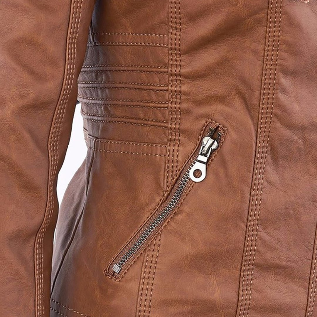 Eileen | Women's Hooded Slim Fit Biker Jacket