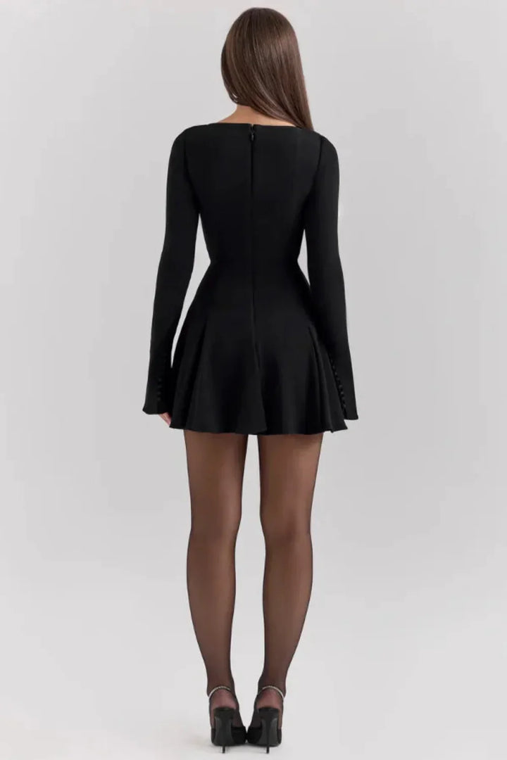 Zara | Structured Hourglass Mini Dress – Black