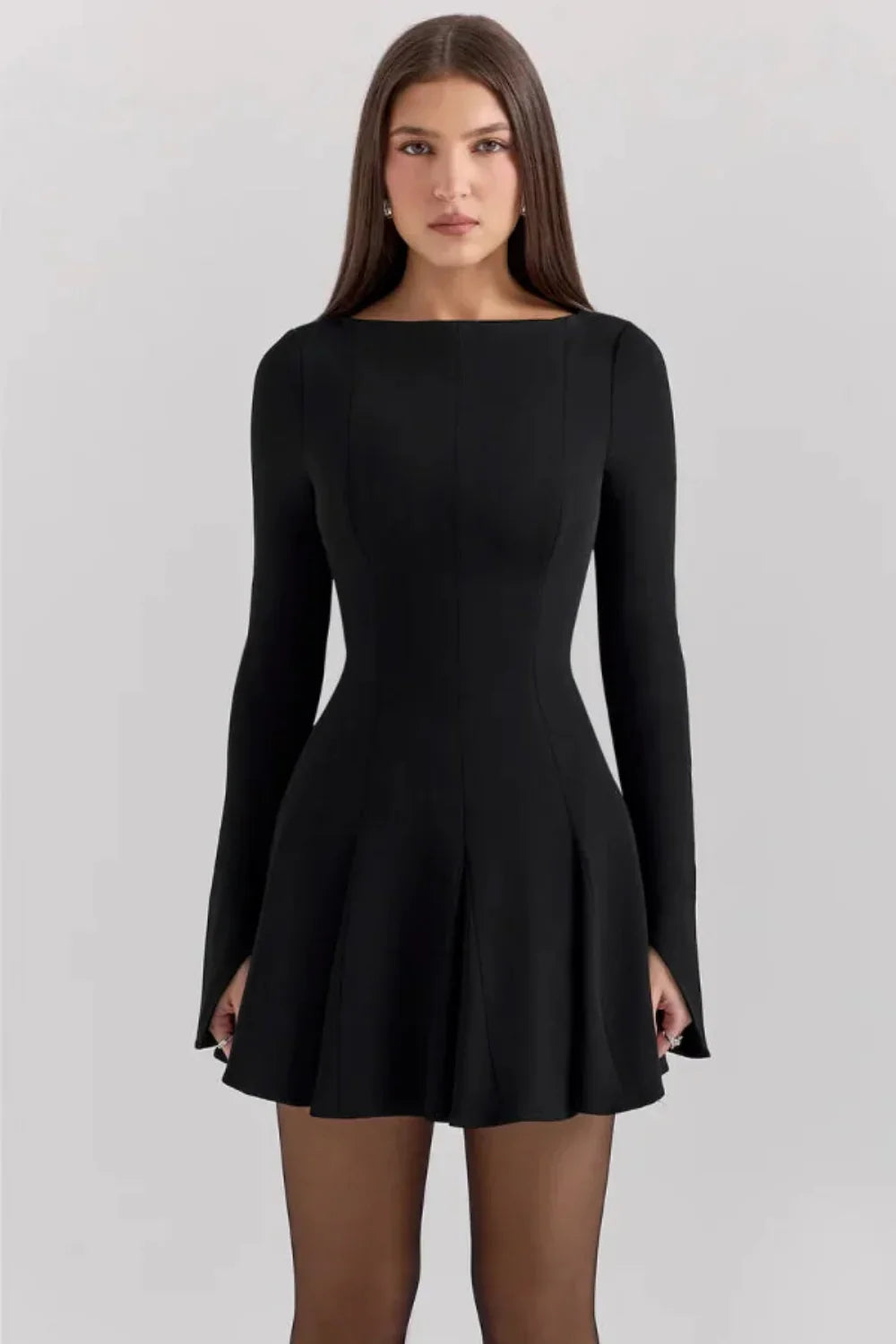 Zara | Structured Hourglass Mini Dress – Black