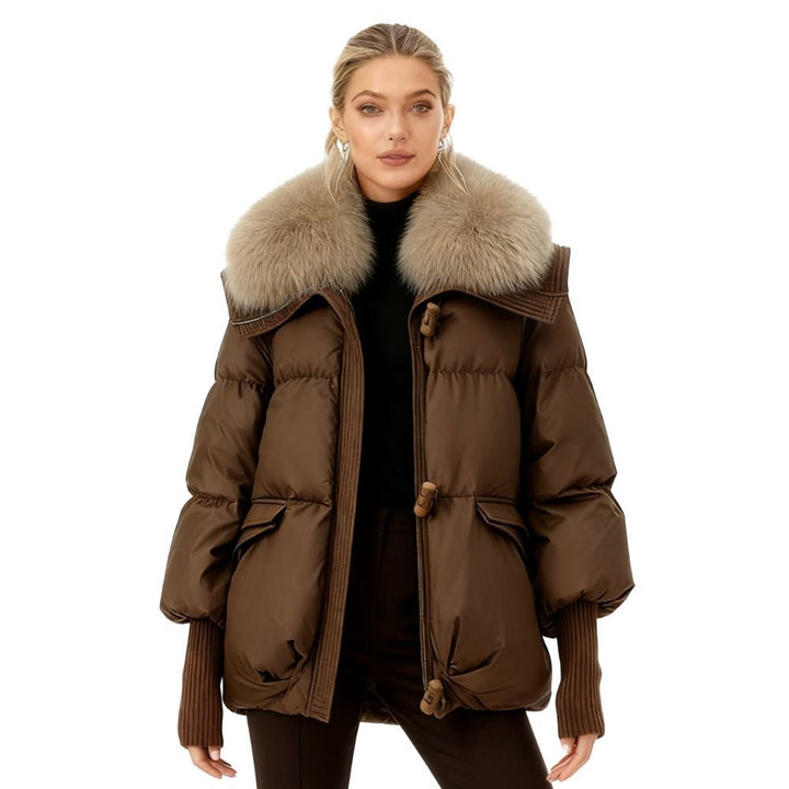 Banksia | Oversized Fox Fur Collar Down Puffer Coat