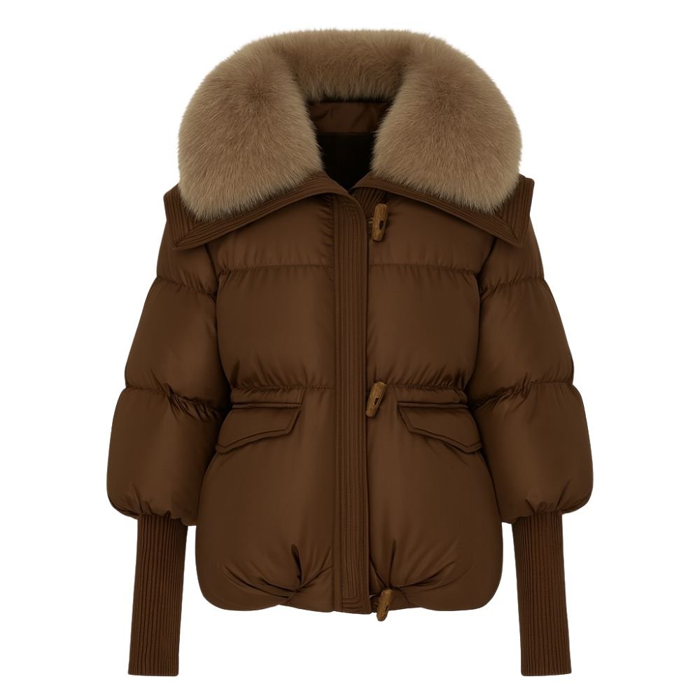 Banksia | Oversized Fox Fur Collar Down Puffer Coat