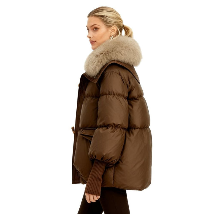 Banksia | Oversized Fox Fur Collar Down Puffer Coat