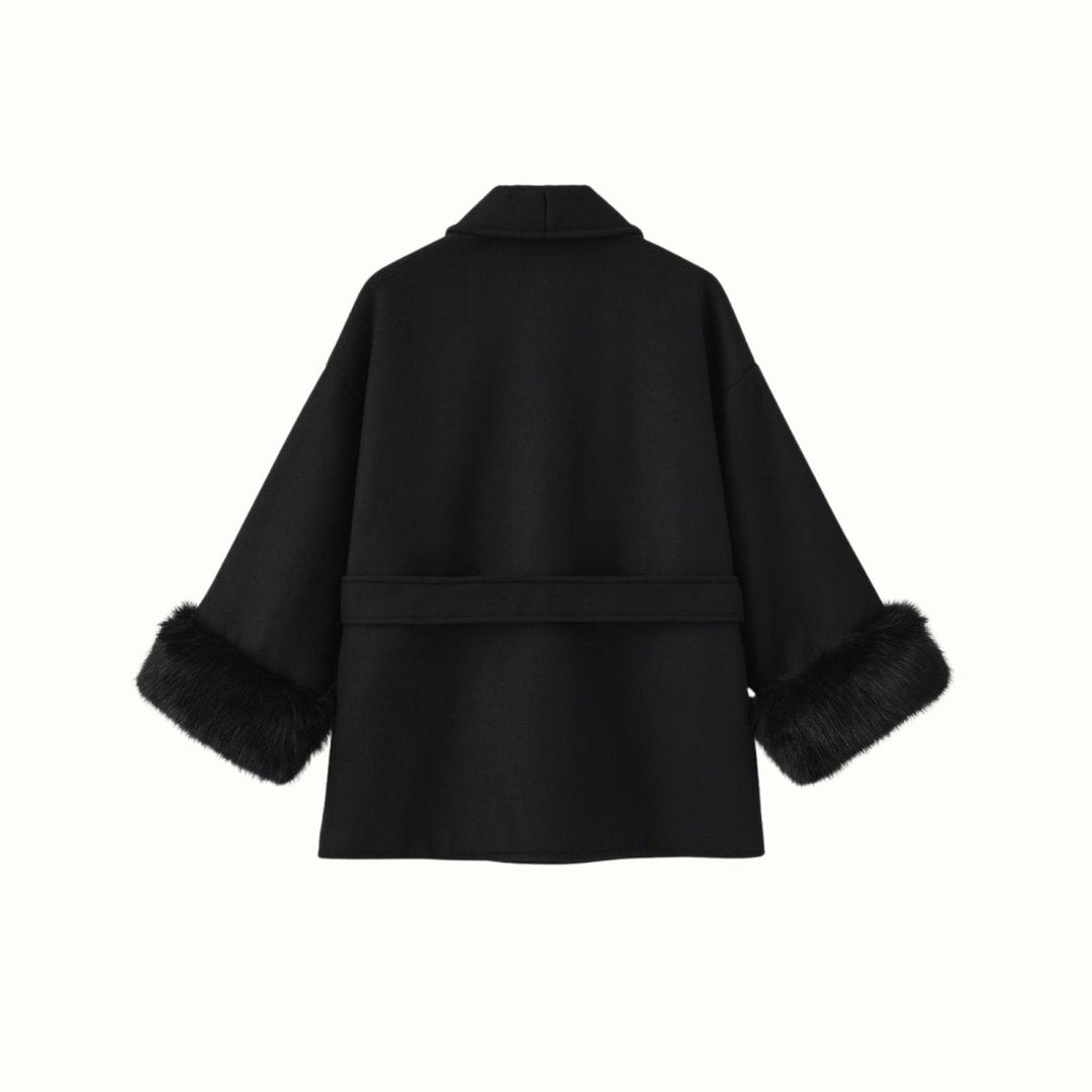 Lara | Belted Wool-Cashmere Coat with Fur Cuffs