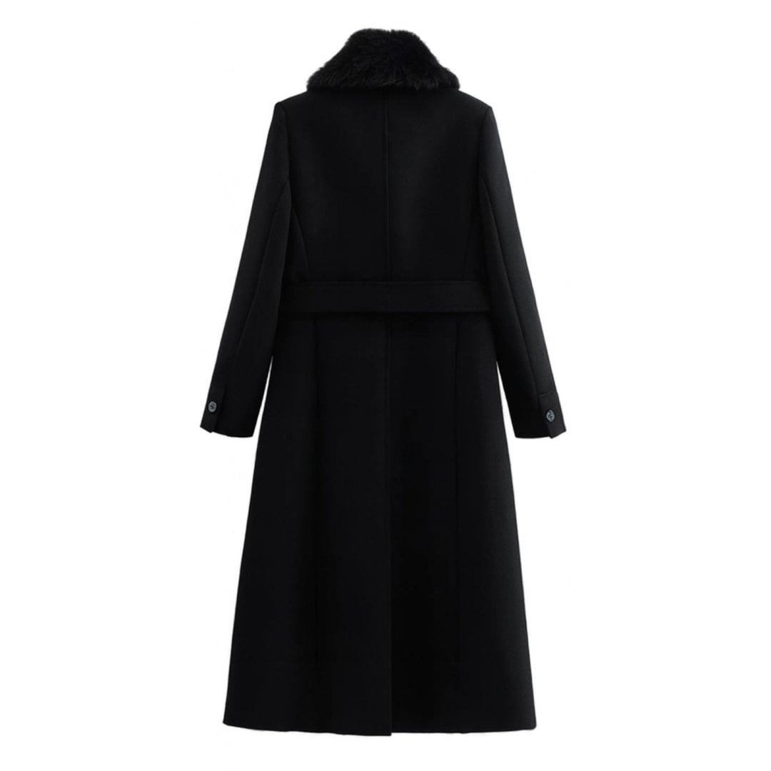 Bindi | Virgin Wool Coat with Oversized Fur Collar – Black