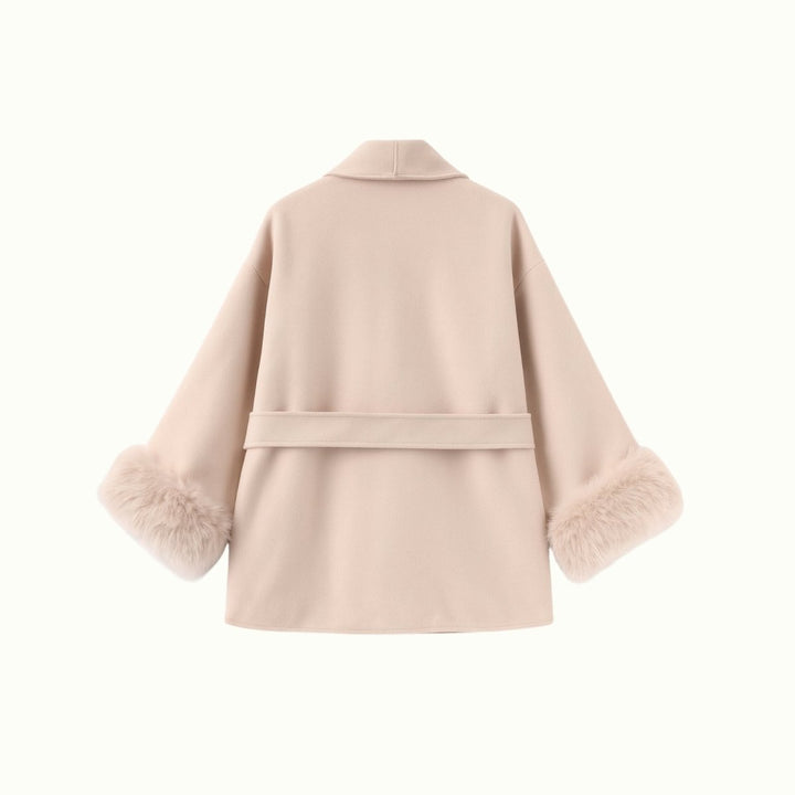 Lara | Belted Wool-Cashmere Coat with Fur Cuffs