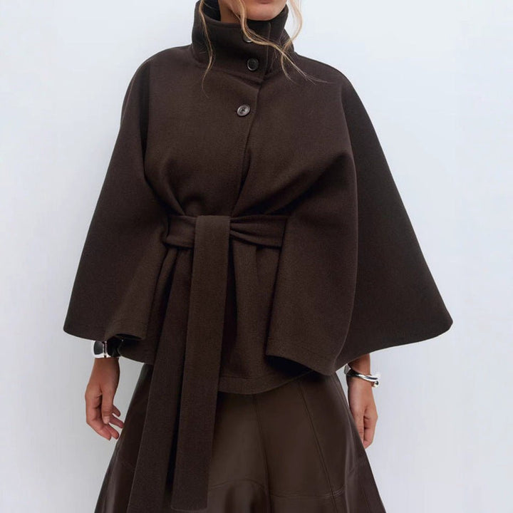 Matilda | Belted Cape Wool Blend Coat – Brown