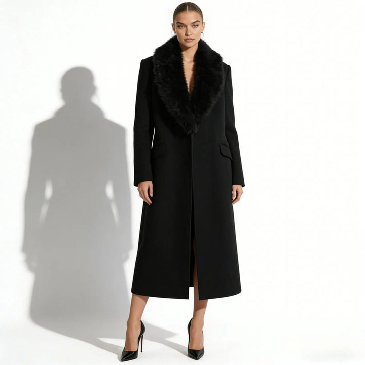 Bindi | Virgin Wool Coat with Oversized Fur Collar