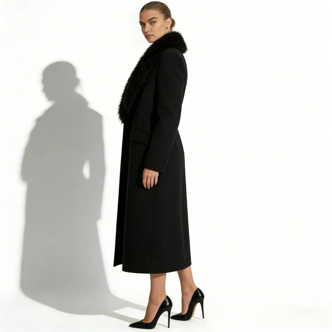 Bindi | Virgin Wool Coat with Oversized Fur Collar