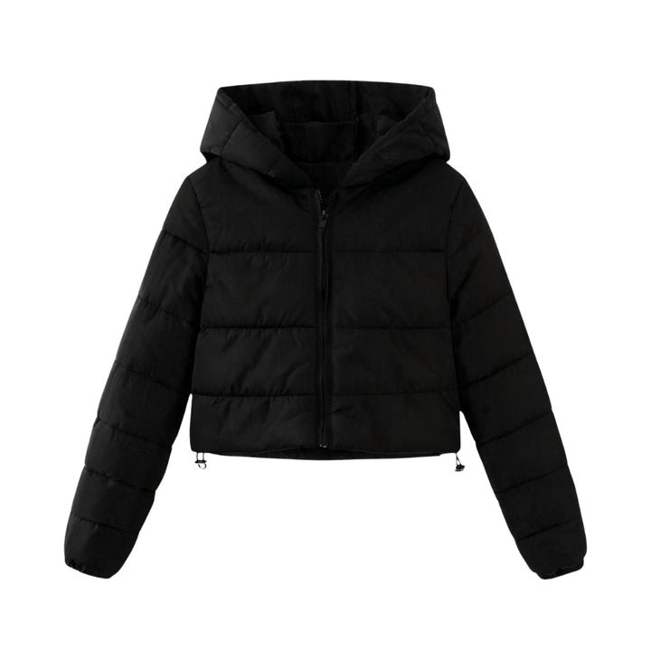 Tyra | Sculpted Cropped Puffer Jacket – Black