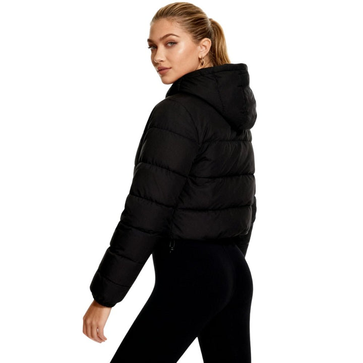 Tyra | Sculpted Cropped Puffer Jacket – Black