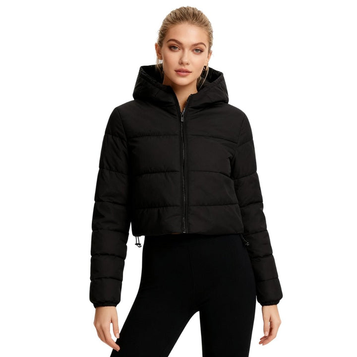 Tyra | Sculpted Cropped Puffer Jacket – Black